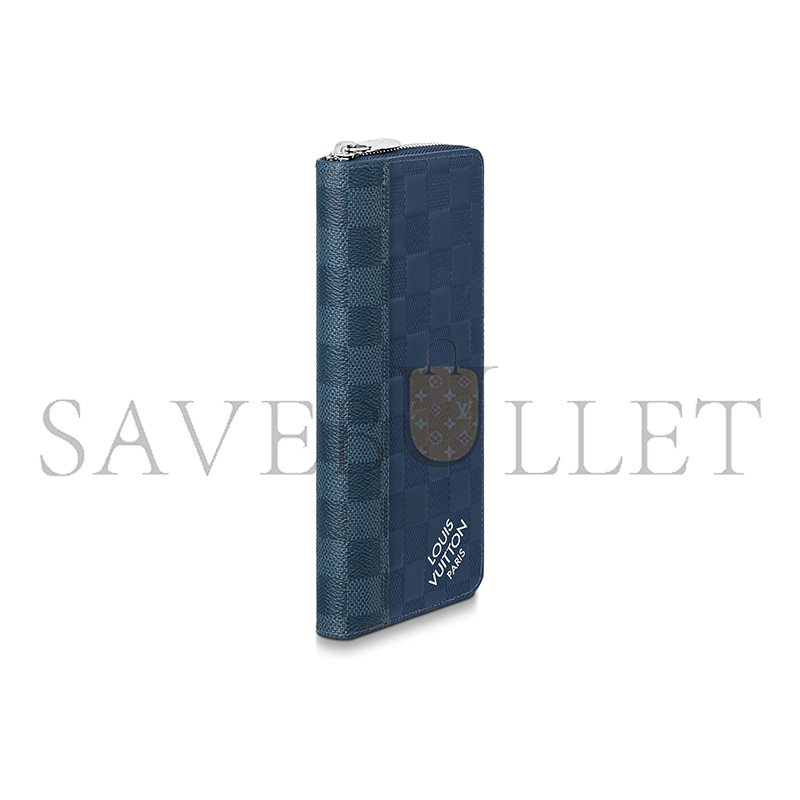 l0*is V*t0n zippy vertical checkerboard zipper in leather and canvas m60503 (20*10*2)